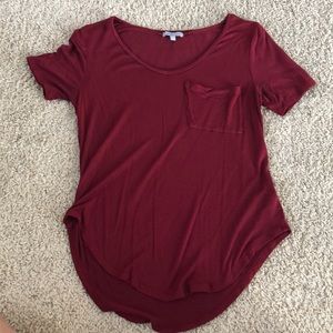 Burgundy low cut shirt